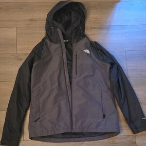 The North Face Two-Tone Hooded Rain Jacket in Charcoal and Black